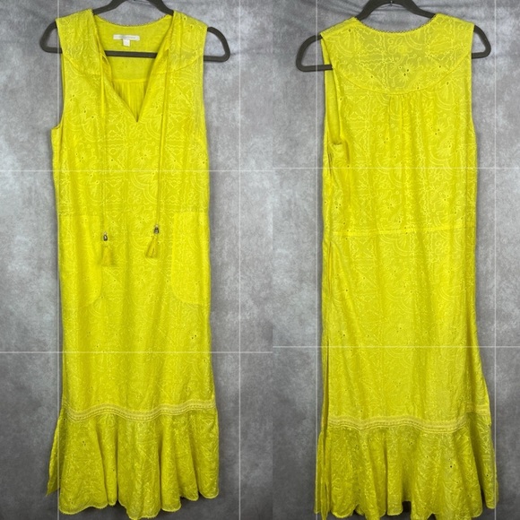 Jonathan Simkhai Lace Embroidered Eyelet Sun Dress In Yellow Women's Size 2 - Picture 1 of 11